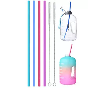 4 Pack 15 Inch Extra Long Silicone Straws Reusable Drinking Straws with Brushes - Picture 1 of 8