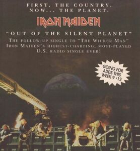 Vintage print Radio Music Promo ad Iron Maiden Out of the Silent Planet  2000 ad