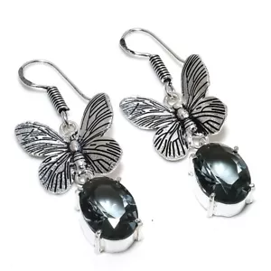 Alexandrite Gemstone Handmade 925 Sterling Silver Jewelry Earring Sz 1.9'' - Picture 1 of 1
