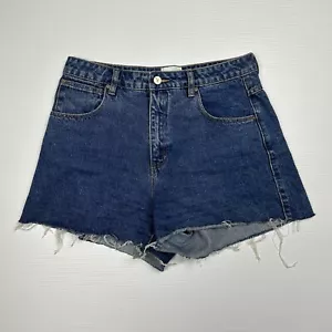 Abrand Jeans Women's Venice Short Size 12 W32" Blue High Rise Loose Fit Raw Hem - Picture 1 of 11