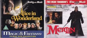 ALICE IN WONDERLAND + MERLIN ( 2 UK Newspaper DVD's )  Magic & Fantasy