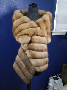 Amazing Golden Barguzin Russian Sable Fur Stole Wrap Overlay for Coat Jacket - Picture 1 of 5
