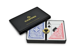Tarjetas de póquer de plástico COPAG Legacy talla índice jumbo rojo azul - Imagen 1 de 4