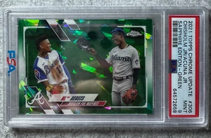 2021 Ronald Acuna & Jazz Chisholm Topps Chrome Update Sapphire Green /50 PSA 9 - Picture 1 of 2