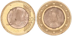 BRD 1 Euro 2002 D Fehlprägung : mit geplatztem Innenteil geprägt 113539 - Bild 1 von 1
