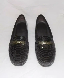 Planos Stuart Weitzman Marrón Correa de Cuero en En relieve Serpiente Acento Mocasín Estilo 7,5 - Imagen 1 de 4