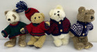 Vintage 1998 HUG FUN Bear COSTCO WHOLESALE LOT OF 4 Sweater Stuffed Plush 8”