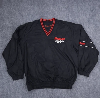 Snap On Jacket Men Large Black Red Racing Power Tools V Neck Fleece Lined Pocket - Image 1 of 4