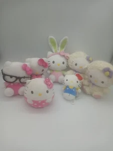 Ty Itty Bitty Hello Kitty Lot of 7 Plush Stuffed Animal Toys Cats Glasses Easter - Picture 1 of 17