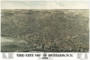 Buffalo, New York - 1880 - Aerial Bird's Eye View Map Poster - Picture 1 of 1