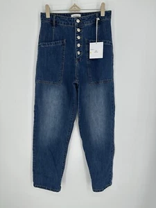Pistola Tammy Button High Rise Ankle Jeans Dark Denim Anthropologie Gr. 26 - Bild 1 von 9