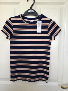 Girls striped t-shirt. Navy. Aged 8-9 years. New with tags. M&Co - Picture 1 of 5