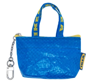 IKEA Blue KNOLIG Bag Frakta Mini Bag Small Blue Key Chain Zipper Coin Purse - Picture 1 of 2