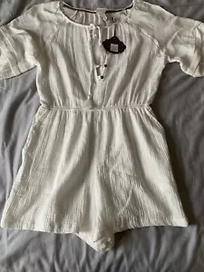 Knox Rose Women's Short Sleeve Round Neck Jumpsuits & Rompers Size XL White - Picture 1 of 4