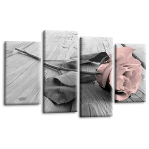 Floral Wall Art Pink Rose Living Room Framed Split Canvas Picture Flower Print - Picture 1 of 6
