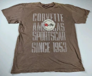 Camiseta Corvette Para Hombre XL Marrón Banderas Envejecido Chevrolet  - Imagen 1 de 15