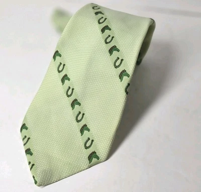 Corbata de Colección Arte Occidental Caballos Herraduras Vaquero Verde Lima 4" X 55" Corbata de Cuello Foto 1 de 4