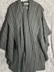 1980s hooded cape M Gloria Vanderbilt wool stripe fabulous! - Picture 1 of 3