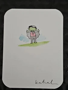 Katie Cook: COUNT DRACULA; Original Art Sketch Card Watercolor 3×4 - Picture 1 of 4