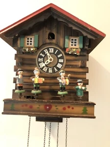 Antique Cuckoo Clock Germany Kuckuck Swalzer Kunec Bros. Musical Band Figures - Picture 1 of 12