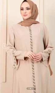 Turkish Abaya kaftan Dress Silkfor Women Girls muslim wear with long zipper - Picture 1 of 10