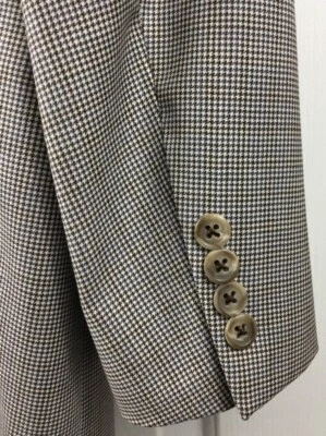 Peter Millar Sport Coat Mens 44R Gray Brown Wool Houndstooth Blazer Jacket Foto 1 de 4