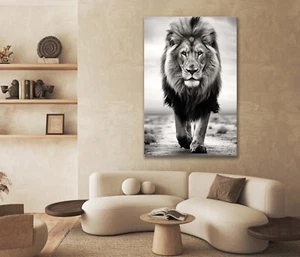 Brave Animal Lion Walking Confidently Canvas Unframed or Poster Print Wall Art - Bild 1 von 3
