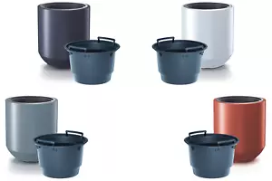 Vaso fioriera rotondo solido stile moderno arredamento in plastica giardino casa 4 colori 46L - Foto 1 di 23