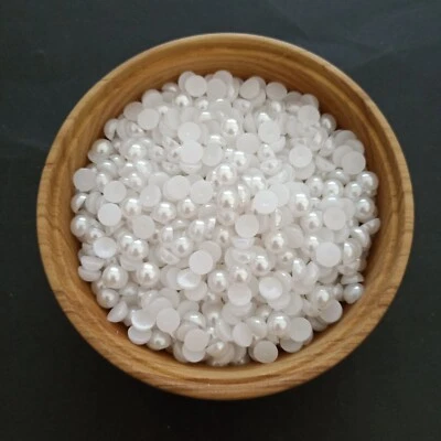 95pcs 6mm White Half Round Pearl Beads Flatback Cabochons AUS Free Postage SZ9 - image 1 of 3