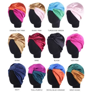 Women Silk Night Sleeping Cap Hair Bonnet Hat Head Cover Satin Turban Wrap Hats - Picture 1 of 20