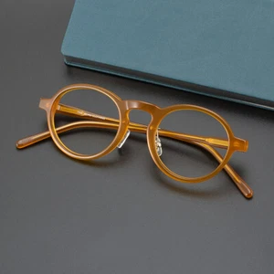 Japanese Acetate Round Eyeglass Frames Retro Hand Made Ultralight Glasses - Picture 1 of 19
