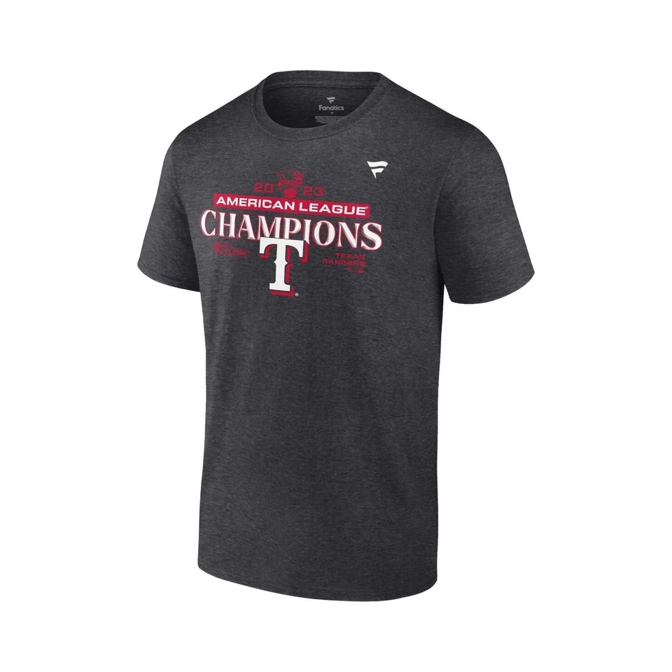 Men's Fanatics Charcoal Texas Rangers 2023 American League Champions T-Shirt S