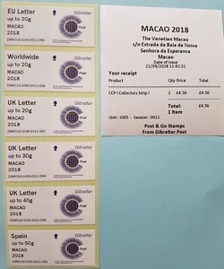 2018 POST & GO - GIBILTERRA - MACAO - ANNO DEL CANE / CCPA - DA COLLEZIONE / STRISCIA LOCALE - Foto 1 di 8