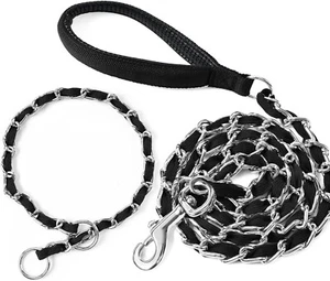 5 Foot Large Dog Chain Leash & Training Choke Collar Black--FREE SHIPPING! - Picture 1 of 2
