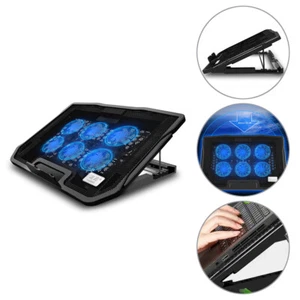 6 leistungsstarke Lüfter Laptop Kühler Ständer leise Gaming Kühlpad Matte neigbar für 12-17" - Bild 1 von 12