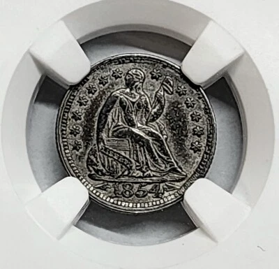 CHOICE 1854 Liberty Seated Half Dime - Arrows H10C NGC AU58 High Grade Beauty !! - Image 1 of 4