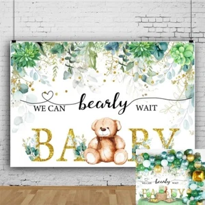 Bear Gender Reveal Backdrop We can Bearly Wait Baby Shower Decoration 8x6 ft - Picture 1 of 6