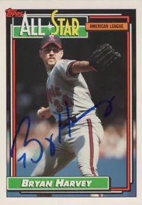 1992 Topps - All-Star #407 Bryan Harvey Signed Baseball Card Autographed - Foto 1 di 2