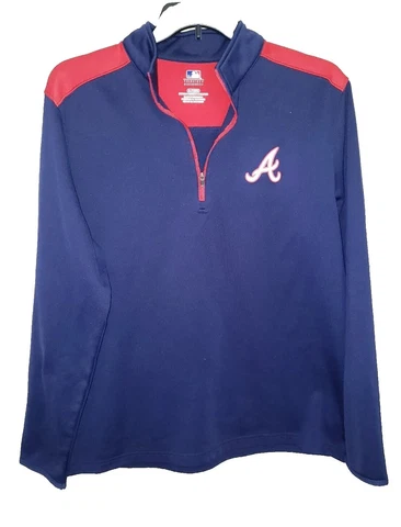 Mens MLB Genuine Merchandise Atlanta Braves 1/4 Zip Pullover Sweater Size XL Cover