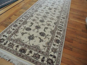2x14 3x14 Tabrize SiLK wool LONG RUNNER Rug wool Burgundy Green Cream Ivory - Picture 1 of 12