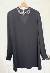 BCBGMAXAZRIA Womens Black Embellished Short Semi-Formal Mini Dress - Picture 1 of 4