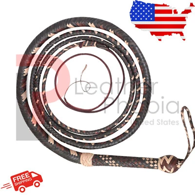Kangaroo Hide Bull Whip 04 Feet Long 16 Plaits Indiana Jones Bullwhips - Image 1 of 4