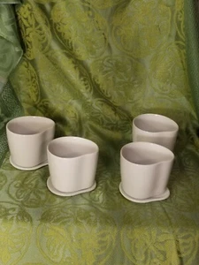 STARBUCKS Coffee 8 OZ WHITE OBLONG ORGANIC AIDA LIDDED Cups #192, Set of (4)four - Picture 1 of 6