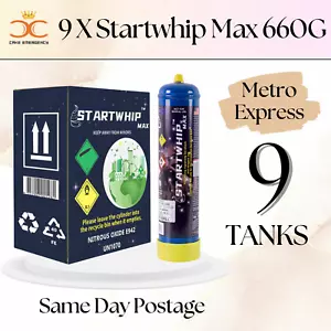 FREE EXPRESS 9 Whipped CREAM CHARGERS Startwhip MAX 660g + 9 Nozzles - Picture 1 of 13