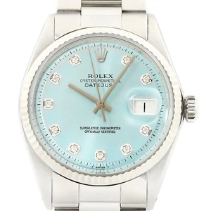 Rolex Herren Datejust Eisblau Diamant Zifferblatt 18K Weißgold Edelstahl Uhr - Bild 1 von 7