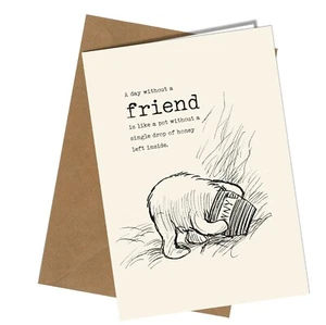 #1338 Freundschaftskarte Winnie Puuh Geburtstag Ein Tag ohne Freund - Bild 1 von 2
