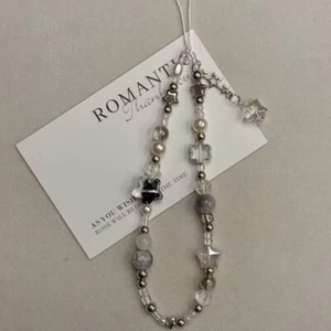 Silver Star Phone Strap Charm Gift Chain Lanyard New Beaded Pendant - Zdjęcie 1 z 6