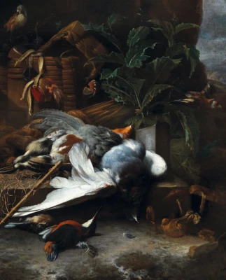 Game and a Thistle | Milchior de Hondecoeter | 1665 Renaissance Still Life Print - Image 1 of 4