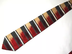 Corbata De Colección Para Hombres DeSantis Corbata Roja Azul Marino Blanco Dorado Rayas Floral 58" Carrera - Imagen 1 de 4