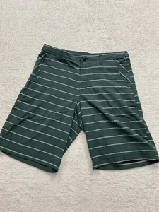 LULULEMON Men's Green Striped Kahuna Golf Casual SHORTS Size 34 - Picture 1 of 8
